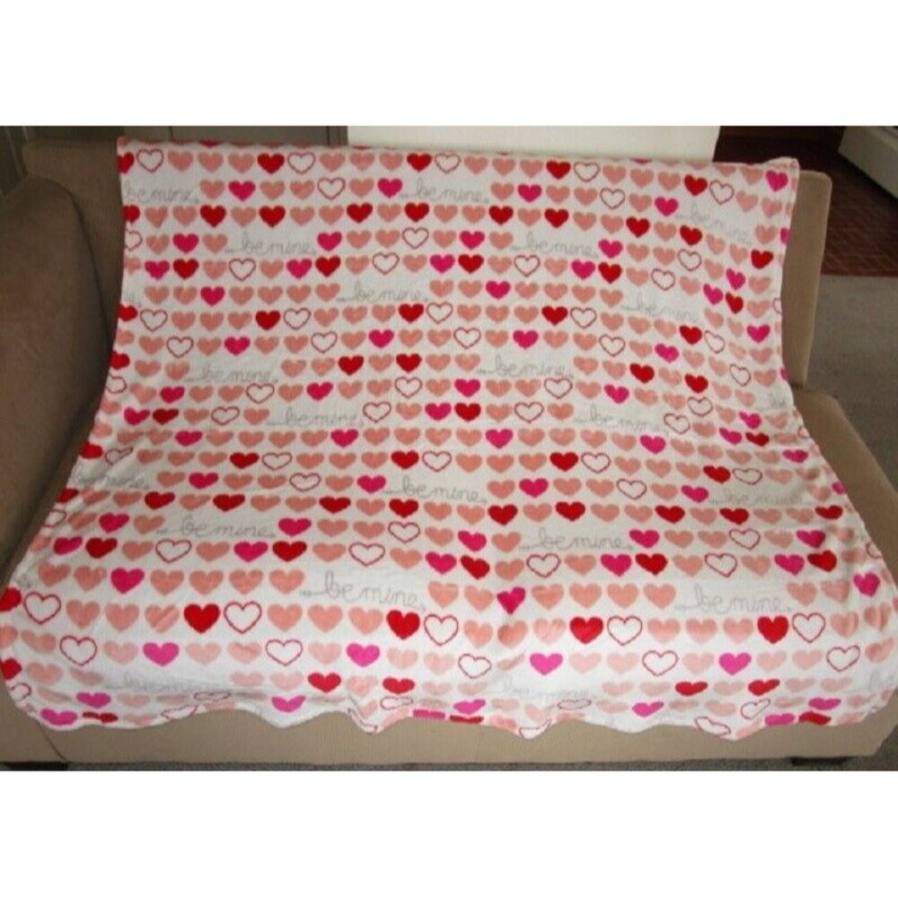 New Valentine's Day Hearts Plush Fleece Throw GIFT Blanket Heart Love Reversible